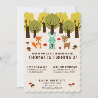 Invitation Soirée d'anniversaire des animaux de la Forêt de B