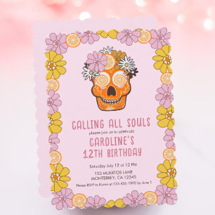 Invitation Soirée d'anniversaire des filles du crâne de sucre