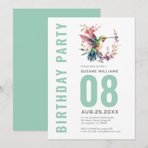 Invitation Soirée d'anniversaire des Hummingbirds Floral Wrea