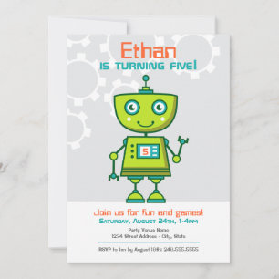 Invitation Soirée d'anniversaire des robots verts