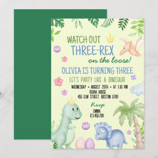 Invitation Soirée d'anniversaire du garçon Cute Dino