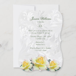 Invitation Soirée d'anniversaire élégante aux roses jaunes et