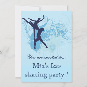 Invitation Soirée d'anniversaire élégante de patin à glace bl