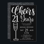 Invitation Soirée d'anniversaire en noir et blanc de 21 ans<br><div class="desc">Moderne design noir et blanc tendance brossé typographie manuscrite à la mode encourage à 21 ans script jalone / n'importe quel âge hommes invitation de fête d'anniversaire.              Facile à personnaliser avec l'âge et les détails de votre fête !</div>