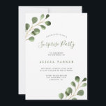 Invitation Soirée d'anniversaire feuille d'eucalyptus simple<br><div class="desc">Rustique moderne aquarelle eucalyptus verdure feuillage surprise anniversaire invitation fête d'anniversaire.</div>