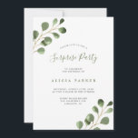 Invitation Soirée d'anniversaire feuille d'eucalyptus simple<br><div class="desc">Rustique moderne aquarelle eucalyptus verdure feuillage surprise anniversaire invitation fête d'anniversaire.</div>