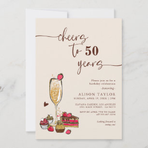 Invitation Soirée d'anniversaire Gold Champagne Glass
