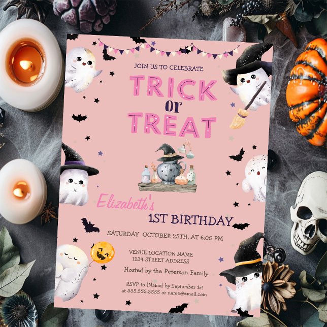 Invitation Soirée d'anniversaire Halloween fantôme ou cadeau (Créateur téléchargé)