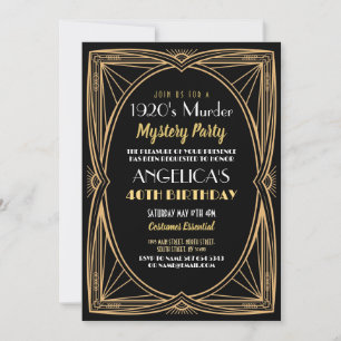 Invitation Soirée d'anniversaire mystère de meurtre des année