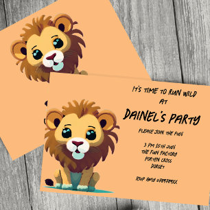 Invitation Soirée d'anniversaire personnalisée du petit lion