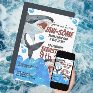 Invitation Soirée d'anniversaire personnalisée pour le requin