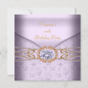 Invitation Soirée d'anniversaire Pink Lilac Lace Or