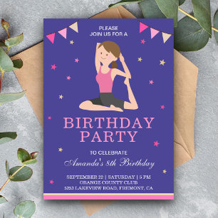 Invitation Soirée d'Anniversaire pour fille de Yoga