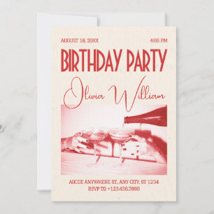 Invitation Soirée d'anniversaire rétro classique
