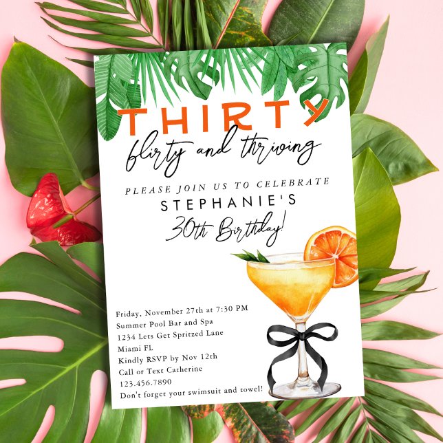 Invitation Soirée d'anniversaire rétro tropical Aperol Spritz (Créateur téléchargé)