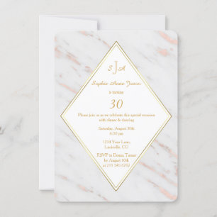 Invitation Soirée d'Anniversaire Rose Diamant élégant