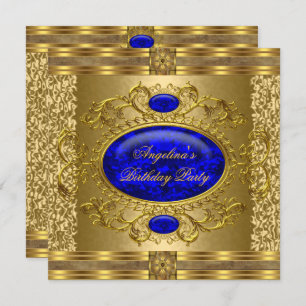 Invitation Soirée d'anniversaire Royal Blue Gold