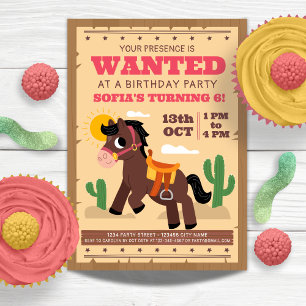 Invitation Soirée d'anniversaire Super Cute Horse