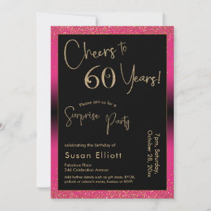 Invitation Soirée d'anniversaire surprise de 60 ans, rose