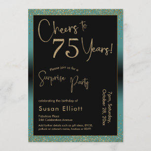 Invitation Soirée d'anniversaire surprise de 75 ans, Turquois