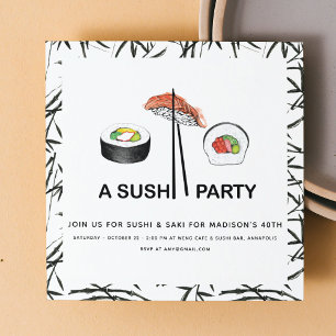 Invitation Soirée d'anniversaire Sushi Moderne Simple