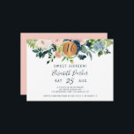 Invitation Soirée d'anniversaire Sweet 16 floral moderne aqua<br><div class="desc">Rose flou, bleu pastel, crème ivoire, pêche et marine bohème de pivoine bouquet botanique avec feuillage vert sauge et un cercle rond faux métallique en or cuivre parties scintillant faisant un glam moderne horizontale sweet sixteen / tout âge anniversaire invitation avec un script de typographie chic et entièrement modifiable. Convient...</div>