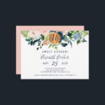 Invitation Soirée d'anniversaire Sweet 16 floral moderne aqua<br><div class="desc">Rose flou, bleu pastel, crème ivoire, pêche et marine bohème de pivoine bouquet botanique avec feuillage vert sauge et un cercle rond faux métallique en or cuivre parties scintillant faisant un glam moderne horizontale sweet sixteen / tout âge anniversaire invitation avec un script de typographie chic et entièrement modifiable. Convient...</div>