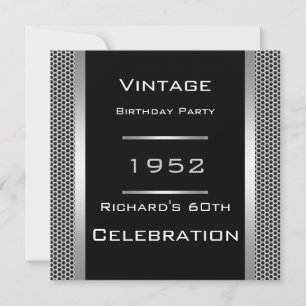 Invitation Soirée d'anniversaire vintage 60e Black Metal Look