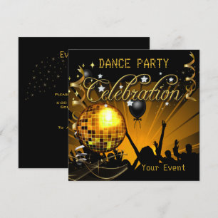 Invitation Soirée dansante Celebration Gold Boule à facettes