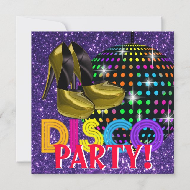 Invitation Soirée Dansante Disco Boule à Facettes (Devant)
