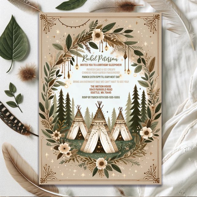 Invitation Soirée d'apéritif de la forêt de Boho enchantée (Créateur téléchargé)