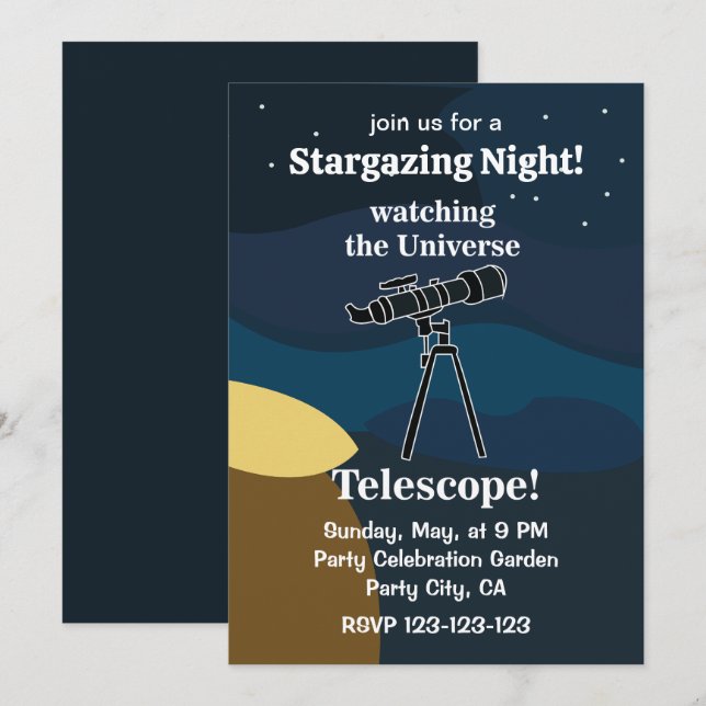 Invitation Soirée d'astronomie avec télescope pour observer l (Devant / Derrière)