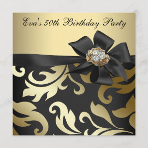 Invitation Soirée de 50e anniversaire en noir et or