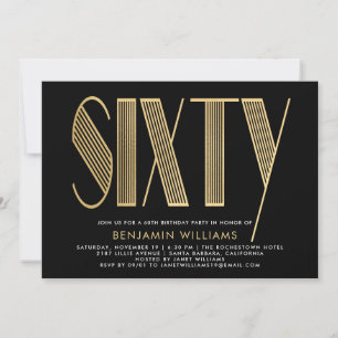 Invitation Soirée de 60e anniversaire Black & Gold