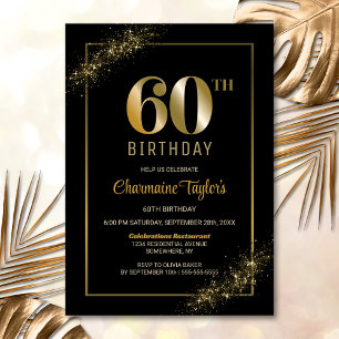Invitation Soirée de 60e anniversaire de l'élégant Black Gold