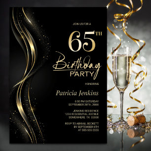 Invitation Soirée de 65e anniversaire de Black and Gold
