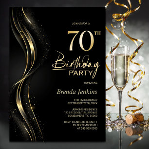 Invitation Soirée de 70e anniversaire de Black and Gold