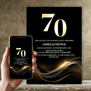 Invitation Soirée de 70e anniversaire de Black and Gold