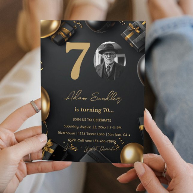 Invitation Soirée de 70e anniversaire simple et élégante (Créateur téléchargé)
