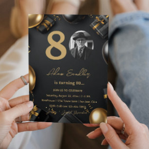 Invitation Soirée de 80e anniversaire simple et élégante 1