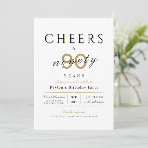 Invitation Soirée de 90 ans élégant moderne classe anniversai
