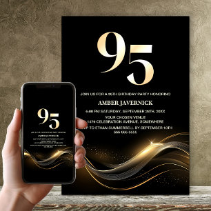 Invitation Soirée de 95e anniversaire de Black and Gold
