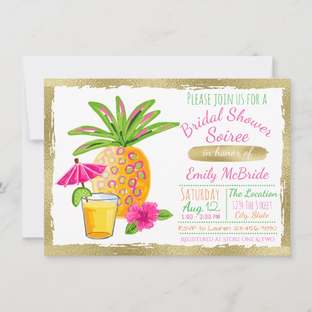 Invitation Soirée de Baby Shower Tropical (Devant)