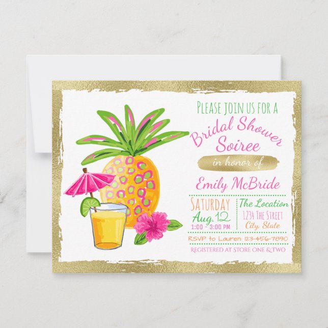 Invitation Soirée de Baby Shower Tropical (Devant)