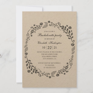 Invitation Soirée de bachelorette rustique. Pays botanique