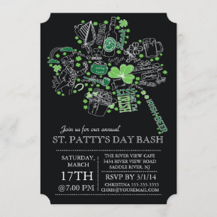 Invitation Soirée de bash du jour de la Saint-Patrick moderne