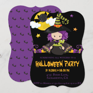 Invitation Soirée de bloc de Halloween des enfants sorciers 