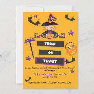 Invitation Soirée de Bloc de Quartier Halloween Trick or Trea