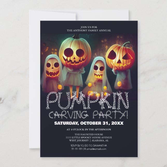 Invitation Soirée de carrosserie simple Citrouille Halloween  (Devant)