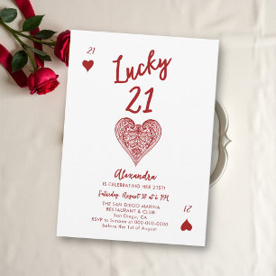 Invitation Soirée de Casino As de Cœur Rouge Vintage Annivers